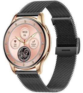Hagen HB13.110.144 Smartwatch HB13 Różowe Złoto na Czarnej Bransolecie - Smartwatch - miniaturka - grafika 1