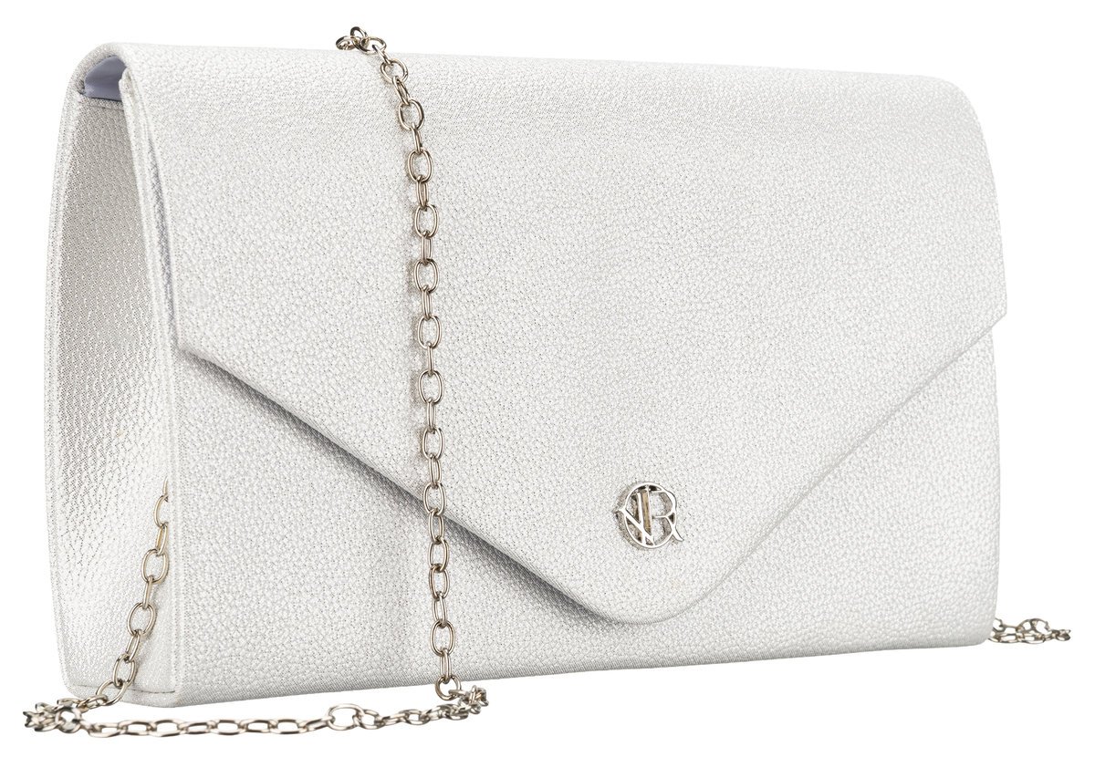 Kopertówka damska srebrna ROVICKY skóra ekologiczna mała klasyczna torebka wieczorowa elegancka wizytowa na wesele łańcuszek