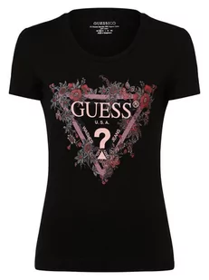 GUESS - T-shirt damski, czarny - Koszulki i topy damskie - miniaturka - grafika 1