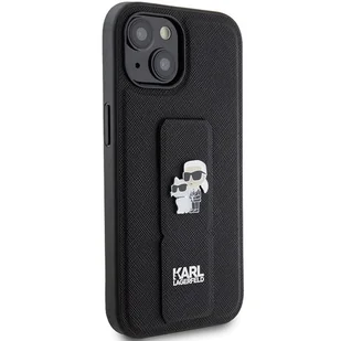 Etui Karl Lagerfeld KLHCP15SGSAKCPK iPhone 15 czarny/black hardcase Gripstand Saffiano Etui Karl&Choupette Pins - Etui i futerały do telefonów - miniaturka - grafika 5