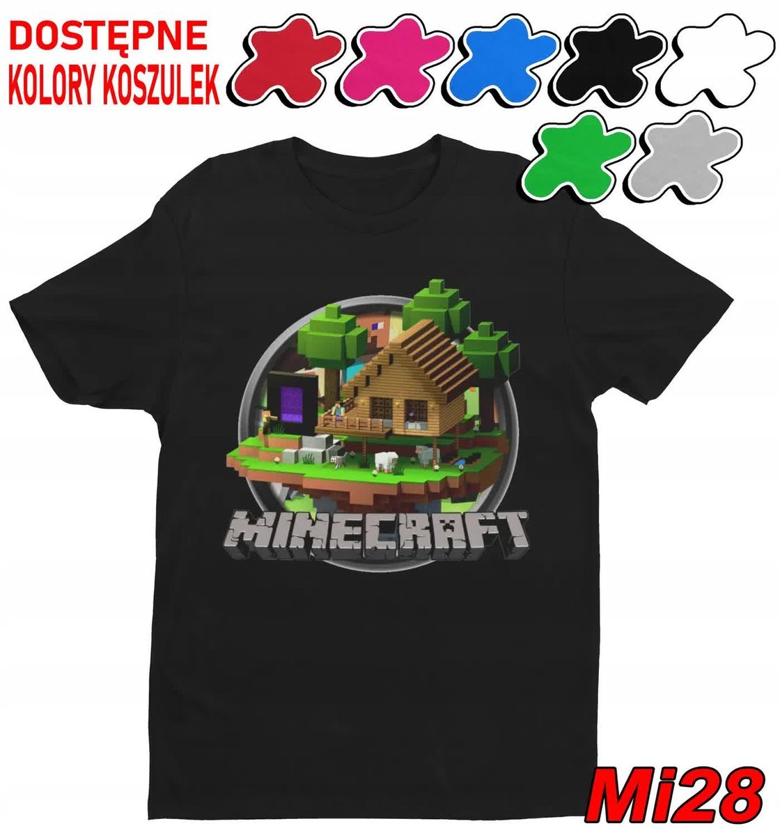 Koszulka Dziecięca Z Nadrukiem Dla Fana Mainkraft Gry Wzory -M 134-140