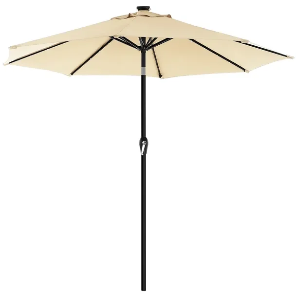 Songmics Parasol Ogrodowy 3m Z Oświetleniem Led Solarnym Upf 50+ Beżowy