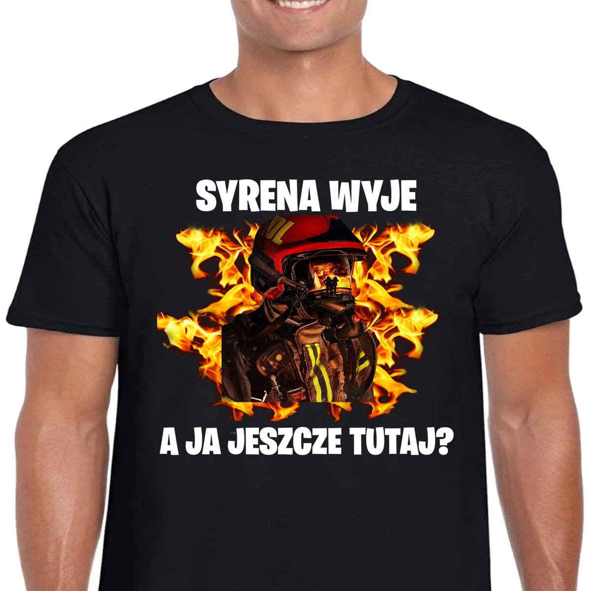 3362 Koszulka STRAŻAK OSP Straż Pożarna L CZARNA