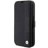 Etui i futerały do telefonów - Etui BMW BMBKP14X22RDPK iPhone 14 Pro Max 6,7" czarny/black bookcase Leather Textured&Stripe - miniaturka - grafika 1