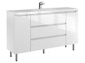 Szafki łazienkowe - Szafka Stojąca Z Umywalką ETH 140 cm D - Biały Wysoki Połysk - miniaturka - grafika 1