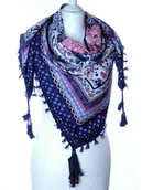 Apaszki i szaliki damskie - DAMSKA WZORZYSTA CHUSTA APASZKA ETNO Z FRĘDZLAMI - miniaturka - grafika 1