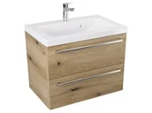 Szafki łazienkowe - Szafka Wisząca Z Umywalką ATHD 60 cm - Dąb Evoke Coast Mat - Uchwyty Stal Szczotkowana - miniaturka - grafika 1