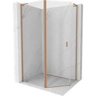 Kabiny prysznicowe - Mexen Mist L kabina prysznicowa pięciokątna asymetryczna uchylna 100x80 cm, transparent, miedź szczotkowana - 8A8L-100-080-65-00 - miniaturka - grafika 1