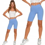 Legginsy - Moraj Prążkowane Legginsy Kolarki z Wysokim Stanem 850-013 Niebieski S/m - miniaturka - grafika 1