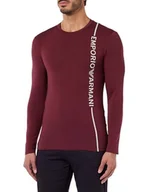 Koszulki męskie - Emporio Armani Męski T-shirt z logo z boku, burgundowy, M - miniaturka - grafika 1