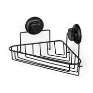 Półki łazienkowe - Czarna samoprzylepna narożna półka pod prysznic Compactor Bestlock Black Corner Rack 1 Shelf - miniaturka - grafika 1