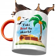 Kubki - Kubek Pomarańczowy Dla Brata na Urodziny Prezent z Nadrukiem ze Zdjęciem + Opakowanie na prezent (wzór 04) - miniaturka - grafika 1