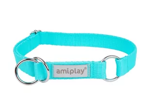 Amiplay Obroża półzaciskowa M 25-40 x2cm turkusowa - Obroże dla psów - miniaturka - grafika 1