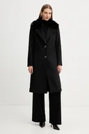 Płaszcze damskie - Guess płaszcz z dodatkiem wełny KAROLE kolor czarny W5BL19 W2642 - miniaturka - grafika 1
