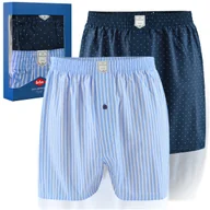 Majtki męskie - Lee Cooper Bokserki Męskie Luźne 2 sztuki Bawełniane Niebieskie Rozmiar M - miniaturka - grafika 1