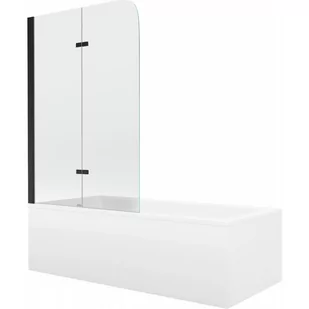 Mexen Cubik wanna prostokątna 150 x 70 cm z obudową i parawanem 2-skrzydłowym 80 cm, transparent, czarny - Wanny - miniaturka - grafika 1