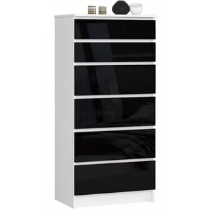 KOMODA K 60 cm 6 SZUFLAD BIAŁY / CZARNY WYSOKI POŁYSK - Komody - miniaturka - grafika 1