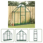 Szklarnie ogrodowe - The Living Store Szklarnia z ramą fundamentową Zielona 169x58x202 cm Aluminimum - miniaturka - grafika 1