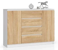 Komody - Skandynawska komoda do salonu biały + dąb sonoma P8-N64 - miniaturka - grafika 1