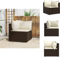 Sofy ogrodowe - vidaXL Narożna sofa ogrodowa z poduszkami brązowy rattan - Sofy ogrodowe - miniaturka - grafika 1