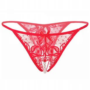 Stringi koronkowe z rozcięciem perełki - S/M - Majtki damskie - miniaturka - grafika 1