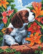 Malowanie po numerach - Malowanie po numerach - Pies w kwiatach 40x50cm - ArtiFly - miniaturka - grafika 1