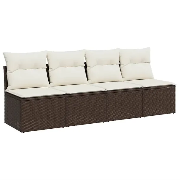 Meble ogrodowe Rattan PE 4-osobowe - brązowe, 220x62x69cm