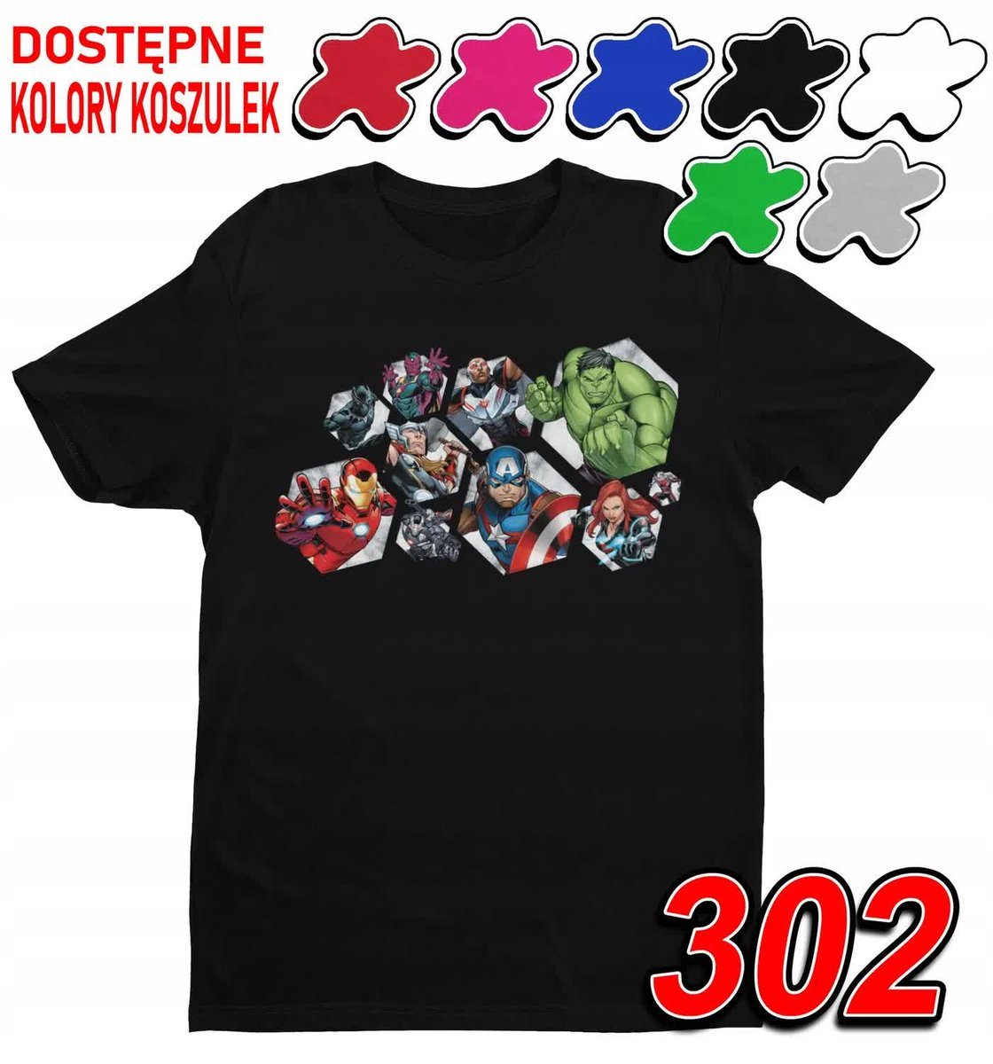 Dziecięca Koszulka Z Nadrukiem Avengers Postacie Marvel- L 146-152