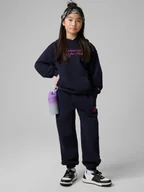 Bluzy dla dziewczynek - 4F Bluza dresowa loose z kapturem dziewczęca - granatowa 158/164 (12-14 lat) - miniaturka - grafika 1