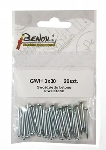 Gwóźdź do betonu hartowany 3.0 x 30 mm 20 szt. Benox - Gwoździe - miniaturka - grafika 1