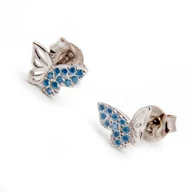 Biżuteria dla dzieci - Srebrne kolczyki 925 motyl cyrkonie - miniaturka - grafika 1