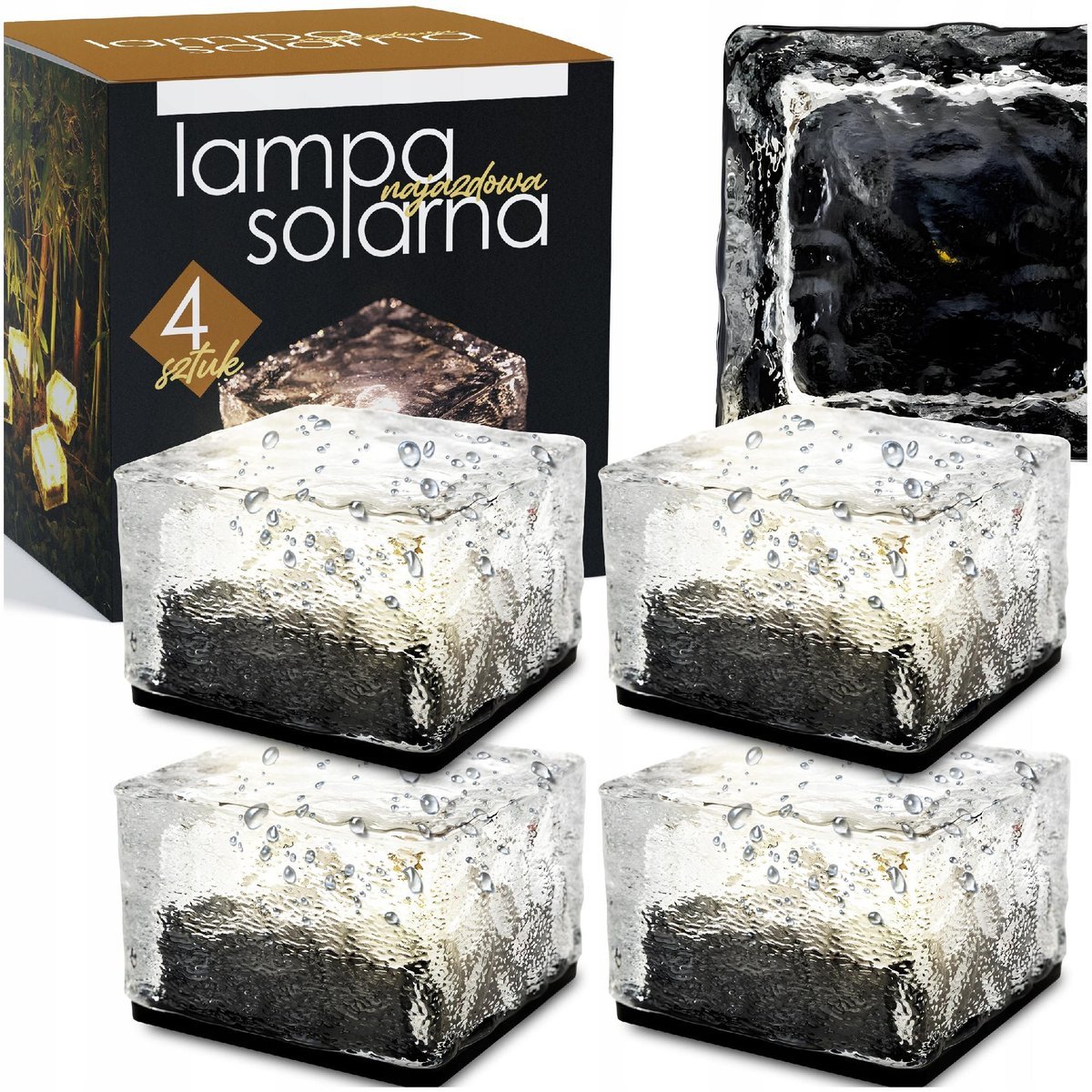 Lampa Solarna Ogrodowa Najazdowa Gruntowa Kostka Lodu 4 Szt.