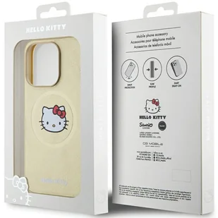 Oryginalne Etui IPHONE 13 PRO MAX Hello Kitty Hardcase Leather Kitty Head MagSafe (HKHMP13XPGHCKD) złote - Etui i futerały do telefonów - miniaturka - grafika 16