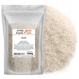 AGAR 1kg Naturalna żelatyna zagęstnik z alg roślinny wysoka jakość Kol-Pol - Dodatki do ciast w proszku - miniaturka - grafika 1