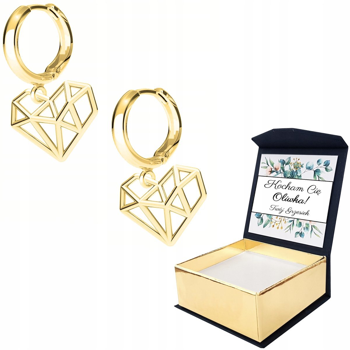 Kolczyki złote Serce Serduszko 925 WŁASNY NADRUK