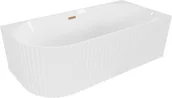 Wanny - Mexen Gia wanna wolnostojąca narożna ryflowana prawa 170 x 80 cm, biała połysk, przelew miedź szczotkowana - 52701708000P-65 - miniaturka - grafika 1