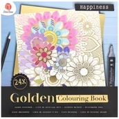 Kolorowanki, wyklejanki - KOLOROWANKA ANTYSTRESOWA 24 strony HAPPINESS ZŁOTA - miniaturka - grafika 1