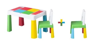 Stolik 2 Krzesełka 3W1 Piaskownica Blat Do Klocków Multicolor - Krzesełka i taborety dla dzieci - miniaturka - grafika 1