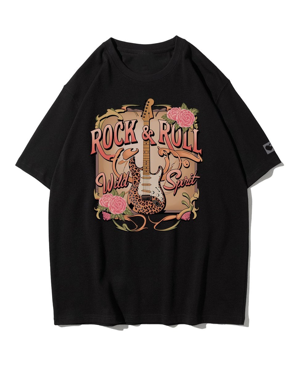 Koszulka oversize Rock & Roll Rockowa Dusza Gitara Muzyka Czarny XL