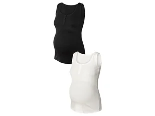 esmara® Topy ciążowe z bawełną organiczną, 2 sztuki (XS (32/34), Czarny/ biały) - Bluzki ciążowe - miniaturka - grafika 1