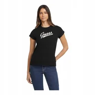 Koszulki i topy damskie - GUESS KOSZULKA DAMSKA T-SHIRT GJ SS CN REG SCRIPT CZARNA r.XS - miniaturka - grafika 1