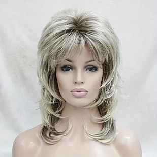 TEMU Peruka dla kobiet Hairjoy z włosami sztucznych blond z ciemnymi korzeniami - średniej długości, odporna na ciepło, włókno, styl falowy, gęstość, - Pozostałe akcesoria fryzjerskie - miniaturka - grafika 1