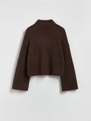 Swetry damskie - Reserved - Sweter z golfem - ciemnobrązowy - miniaturka - grafika 1