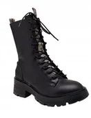 Botki damskie - Pepe Jeans Soda Block Damskie Buty Czarne Botki Za Kostkę 38 Awe - miniaturka - grafika 1