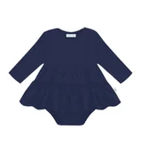 Body dla niemowląt - Body z sukienką granatowe z przeszyciami - 86 - miniaturka - grafika 1