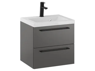 Szafka Wisząca Z Umywalką RON 50 cm - Titan Mat - Uchwyty Czarne Matowe - Szafki łazienkowe - miniaturka - grafika 1