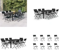 Meble ogrodowe - vidaXL 9-częściowy ogrodowy zestaw jadalniany w kolorze szarym i czarnym - ogrodowy zestaw jadalniany - ogrodowy zestaw jadalniany - tarasowy zestaw jadalniany - zewnętrzny zestaw jadalniany - miniaturka - grafika 1