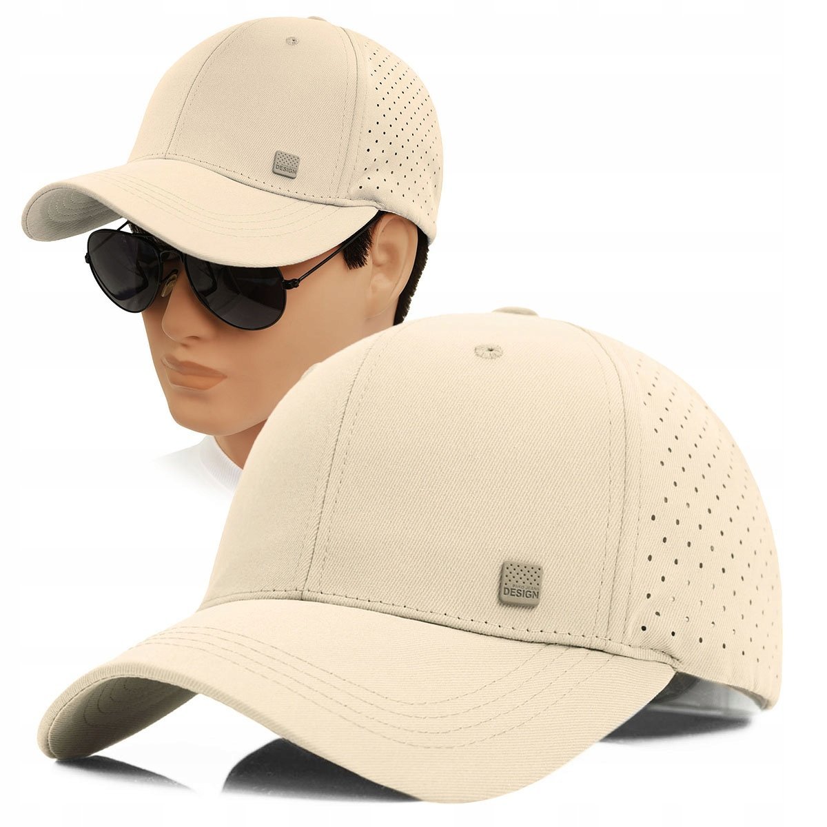 CZAPKA z Daszkiem Bejsbolówka Oddychająca Głęboka JASNOBEŻOWA Pako Jeans