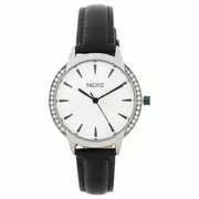 Zegarki damskie - Srebrny damski zegarek z czarnym paskiem PACIFIC X6167-11 - miniaturka - grafika 1