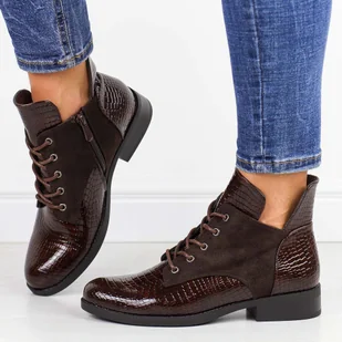 Brązowe płaskie botki damskie Vinceza 16477 - Botki damskie - miniaturka - grafika 1